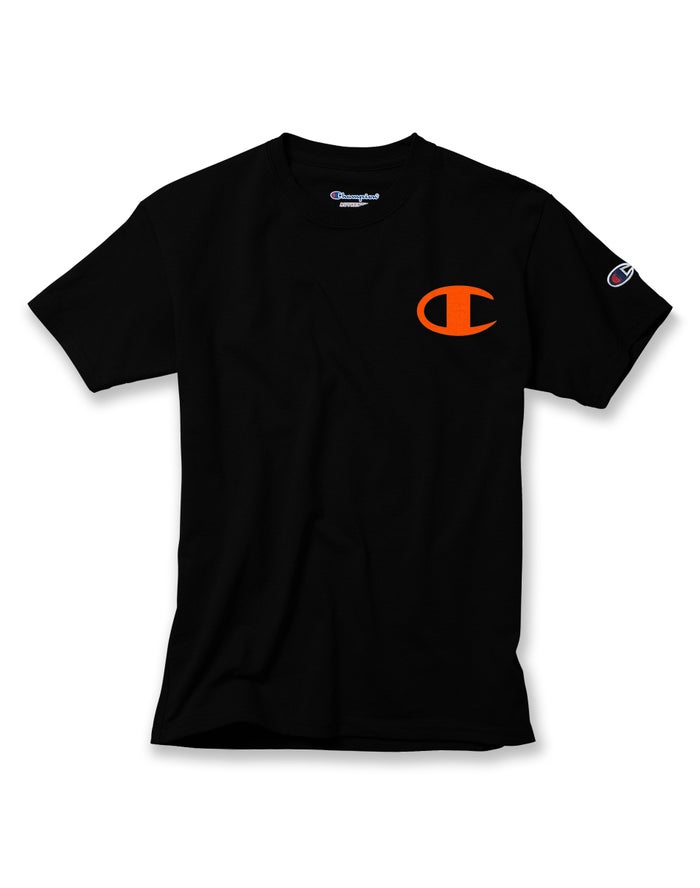 Champion Cotton Logo Pieces Black T-Shirt Girls - South Africa OLQJWP791